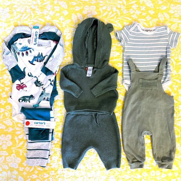 CARTER'S and RABBIT & BEAR Baby Boy Bundle Size 0-6 Months NWT and NWoT